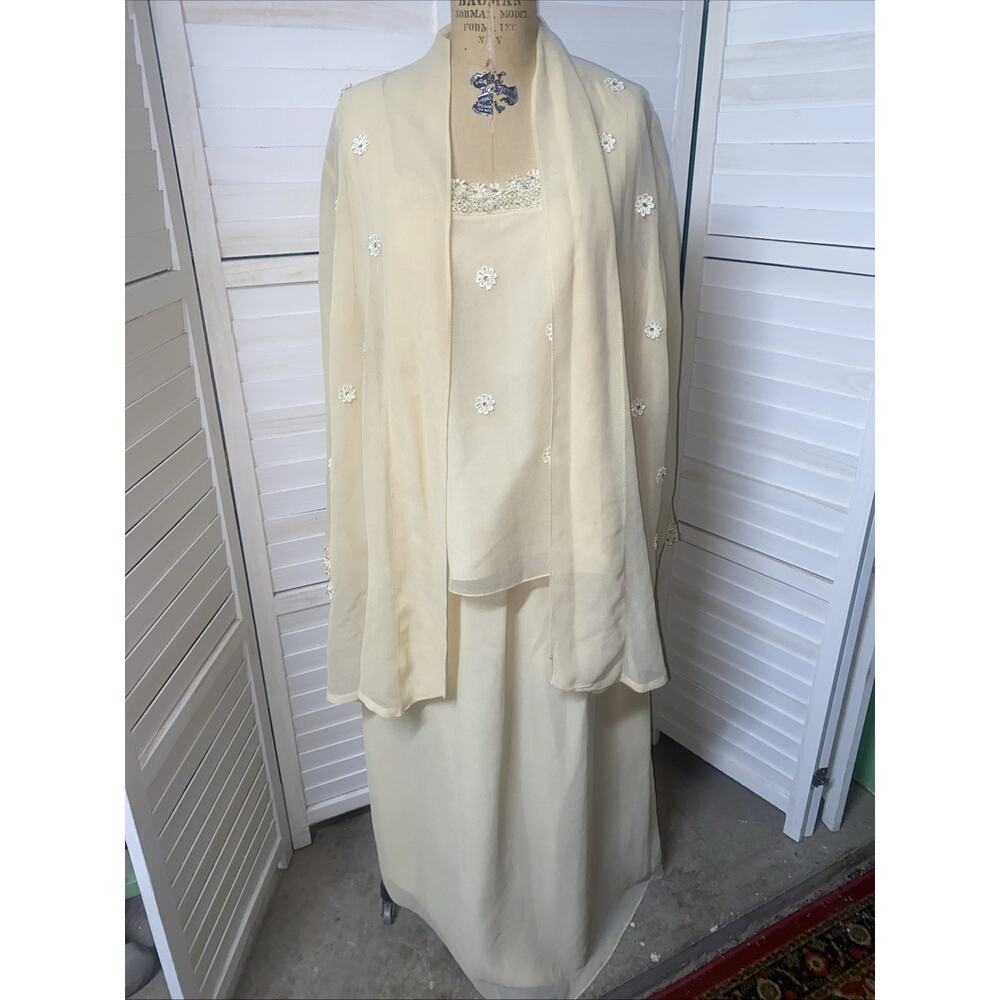 Gunit Fashions Women’s 3 Piece Cream Dress Set Skirt Top Wrap Coverup 1X MOTB